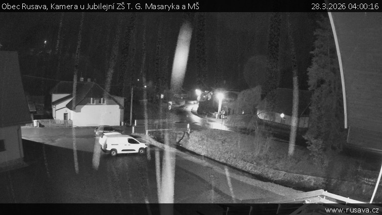 Obec Rusava - Kamera u Jubilejní ZŠ T. G. Masaryka a MŠ - 28.3.2026 v 04:00