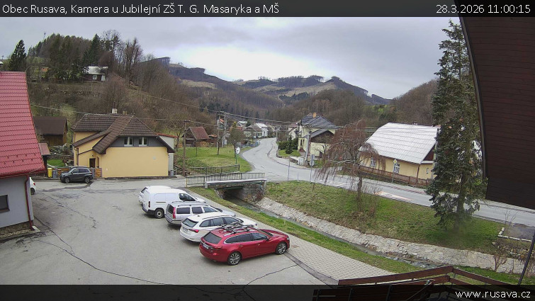 Obec Rusava - Kamera u Jubilejní ZŠ T. G. Masaryka a MŠ - 28.3.2026 v 11:00