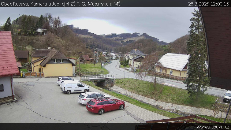 Obec Rusava - Kamera u Jubilejní ZŠ T. G. Masaryka a MŠ - 28.3.2026 v 12:00