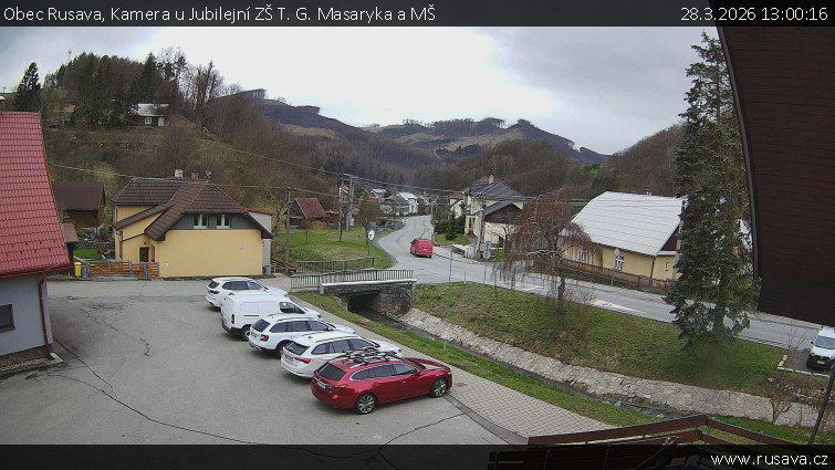 Obec Rusava - Kamera u Jubilejní ZŠ T. G. Masaryka a MŠ - 28.3.2026 v 13:00