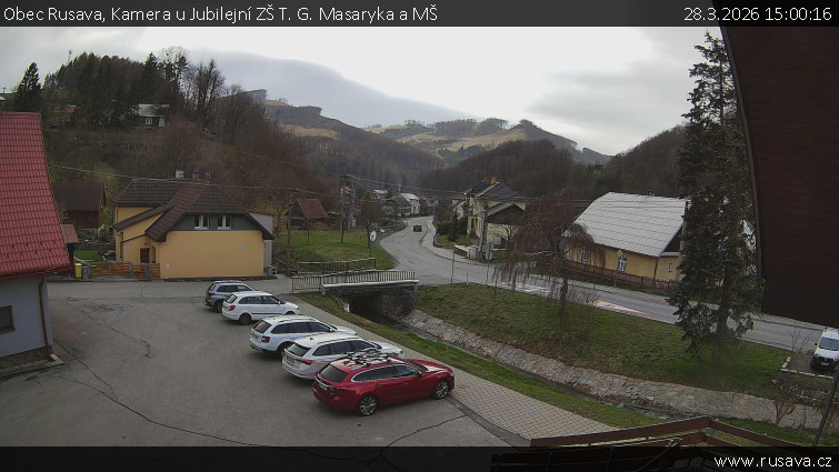 Obec Rusava - Kamera u Jubilejní ZŠ T. G. Masaryka a MŠ - 28.3.2026 v 15:00