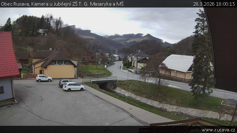 Obec Rusava - Kamera u Jubilejní ZŠ T. G. Masaryka a MŠ - 28.3.2026 v 18:00
