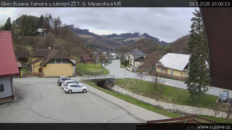 Obec Rusava - Kamera u Jubilejní ZŠ T. G. Masaryka a MŠ - 29.3.2026 v 10:00