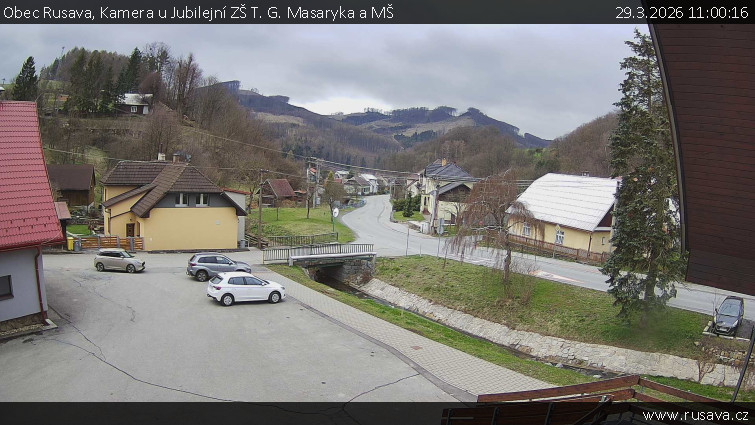Obec Rusava - Kamera u Jubilejní ZŠ T. G. Masaryka a MŠ - 29.3.2026 v 11:00