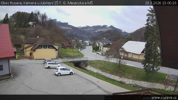 Obec Rusava - Kamera u Jubilejní ZŠ T. G. Masaryka a MŠ - 29.3.2026 v 15:00