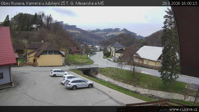 Obec Rusava - Kamera u Jubilejní ZŠ T. G. Masaryka a MŠ - 29.3.2026 v 16:00