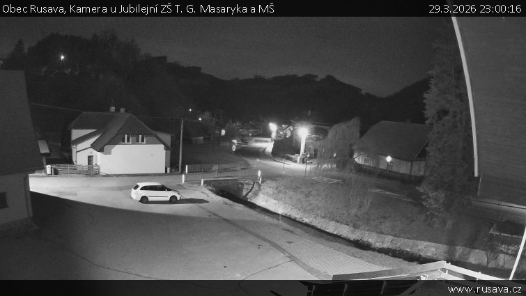 Obec Rusava - Kamera u Jubilejní ZŠ T. G. Masaryka a MŠ - 29.3.2026 v 23:00