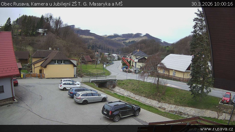 Obec Rusava - Kamera u Jubilejní ZŠ T. G. Masaryka a MŠ - 30.3.2026 v 10:00