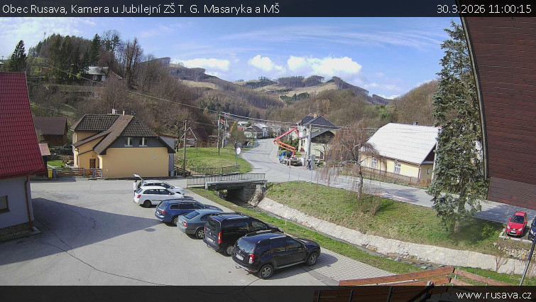 Obec Rusava - Kamera u Jubilejní ZŠ T. G. Masaryka a MŠ - 30.3.2026 v 11:00