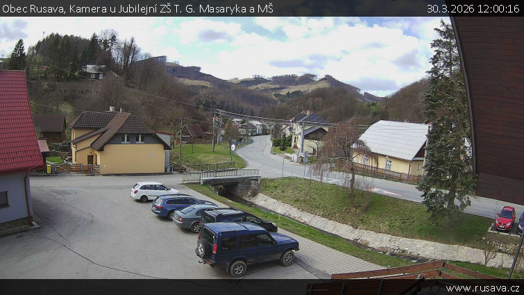 Obec Rusava - Kamera u Jubilejní ZŠ T. G. Masaryka a MŠ - 30.3.2026 v 12:00