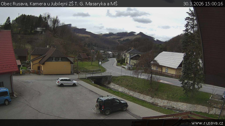 Obec Rusava - Kamera u Jubilejní ZŠ T. G. Masaryka a MŠ - 30.3.2026 v 15:00