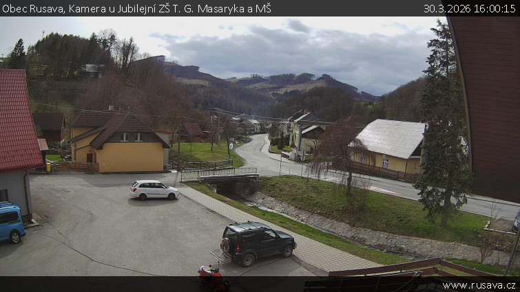 Obec Rusava - Kamera u Jubilejní ZŠ T. G. Masaryka a MŠ - 30.3.2026 v 16:00