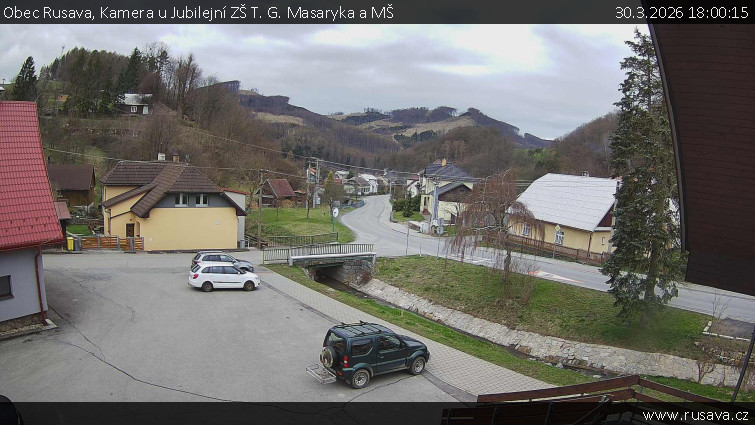 Obec Rusava - Kamera u Jubilejní ZŠ T. G. Masaryka a MŠ - 30.3.2026 v 18:00