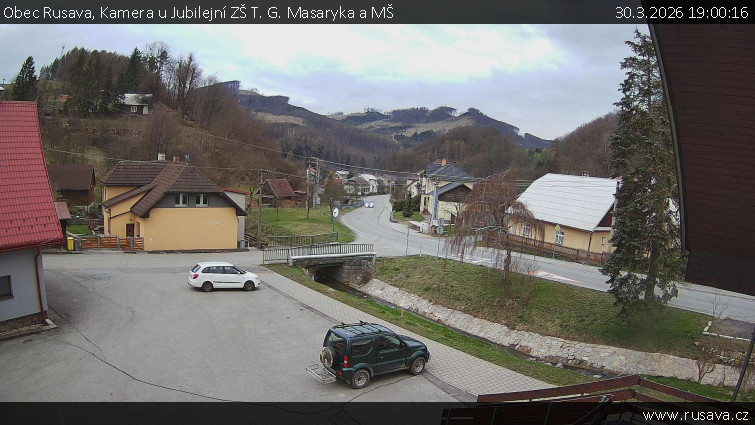 Obec Rusava - Kamera u Jubilejní ZŠ T. G. Masaryka a MŠ - 30.3.2026 v 19:00