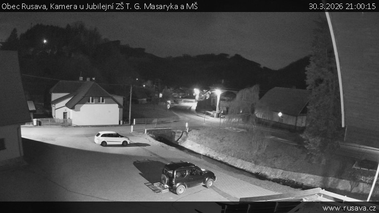 Obec Rusava - Kamera u Jubilejní ZŠ T. G. Masaryka a MŠ - 30.3.2026 v 21:00