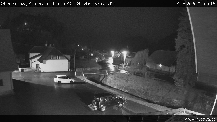 Obec Rusava - Kamera u Jubilejní ZŠ T. G. Masaryka a MŠ - 31.3.2026 v 04:00