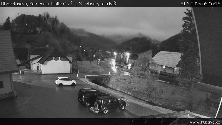 Obec Rusava - Kamera u Jubilejní ZŠ T. G. Masaryka a MŠ - 31.3.2026 v 06:00