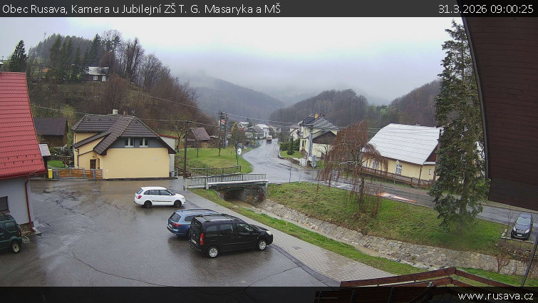 Obec Rusava - Kamera u Jubilejní ZŠ T. G. Masaryka a MŠ - 31.3.2026 v 09:00