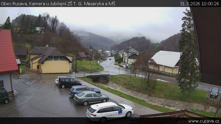 Obec Rusava - Kamera u Jubilejní ZŠ T. G. Masaryka a MŠ - 31.3.2026 v 10:00