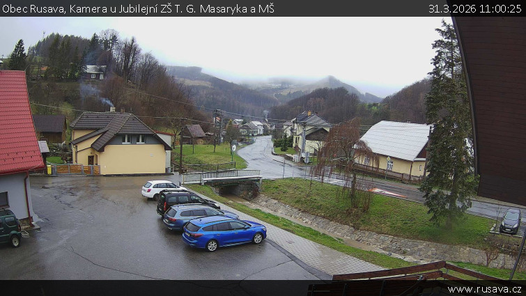 Obec Rusava - Kamera u Jubilejní ZŠ T. G. Masaryka a MŠ - 31.3.2026 v 11:00