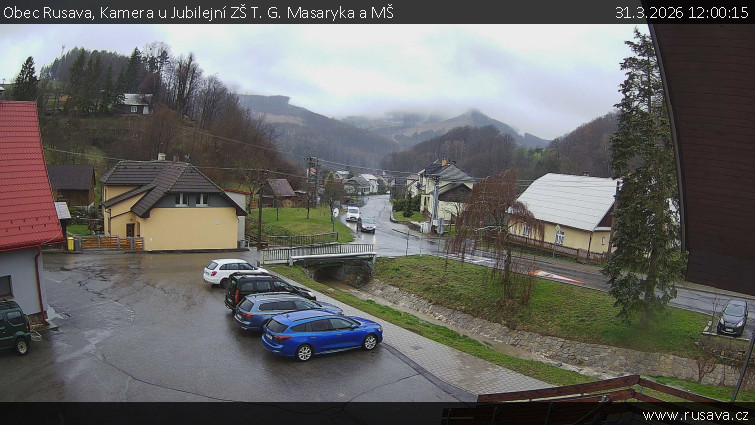 Obec Rusava - Kamera u Jubilejní ZŠ T. G. Masaryka a MŠ - 31.3.2026 v 12:00