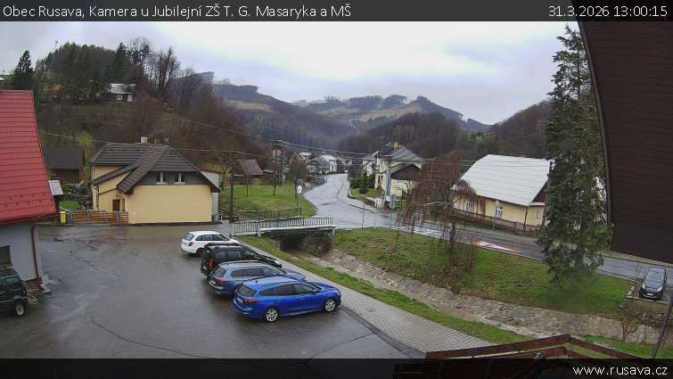 Obec Rusava - Kamera u Jubilejní ZŠ T. G. Masaryka a MŠ - 31.3.2026 v 13:00