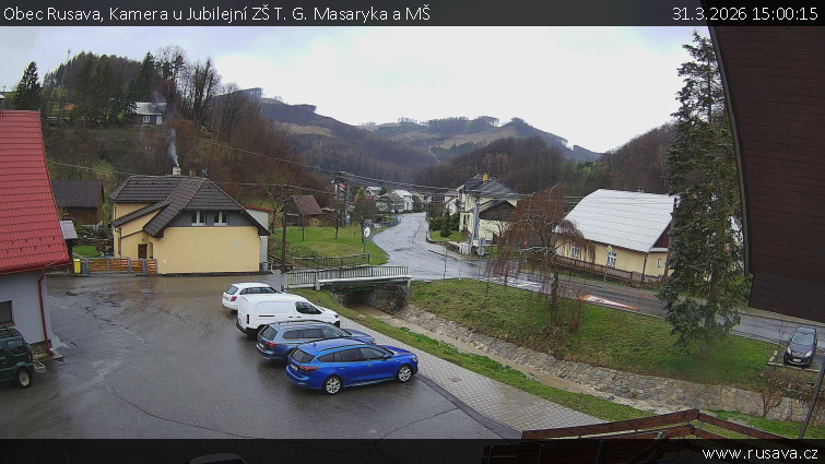 Obec Rusava - Kamera u Jubilejní ZŠ T. G. Masaryka a MŠ - 31.3.2026 v 15:00