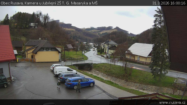 Obec Rusava - Kamera u Jubilejní ZŠ T. G. Masaryka a MŠ - 31.3.2026 v 16:00