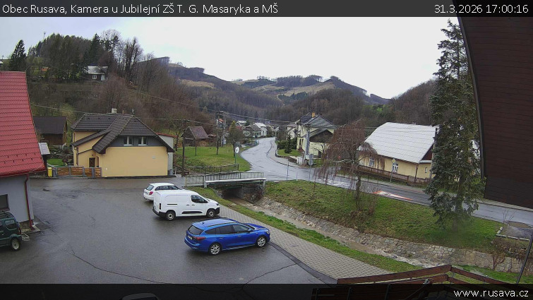 Obec Rusava - Kamera u Jubilejní ZŠ T. G. Masaryka a MŠ - 31.3.2026 v 17:00