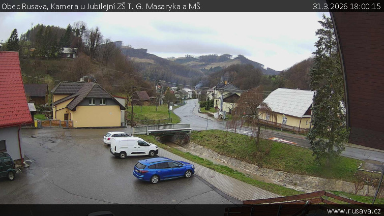 Obec Rusava - Kamera u Jubilejní ZŠ T. G. Masaryka a MŠ - 31.3.2026 v 18:00