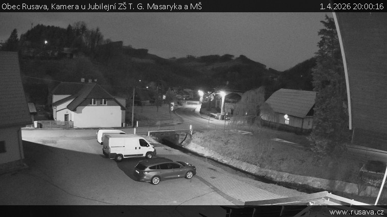 Obec Rusava - Kamera u Jubilejní ZŠ T. G. Masaryka a MŠ - 1.4.2026 v 20:00