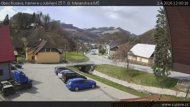 Obec Rusava - Kamera u Jubilejní ZŠ T. G. Masaryka a MŠ - 2.4.2026 v 12:00