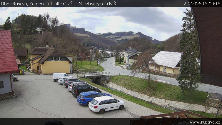 Obec Rusava - Kamera u Jubilejní ZŠ T. G. Masaryka a MŠ - 2.4.2026 v 13:00