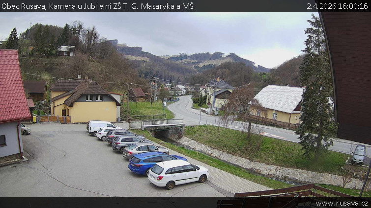 Obec Rusava - Kamera u Jubilejní ZŠ T. G. Masaryka a MŠ - 2.4.2026 v 16:00