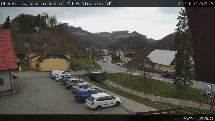 Obec Rusava - Kamera u Jubilejní ZŠ T. G. Masaryka a MŠ - 2.4.2026 v 17:00