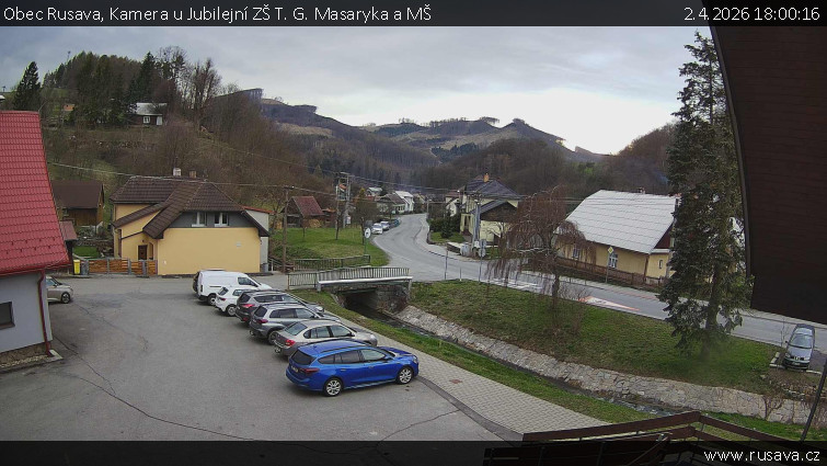 Obec Rusava - Kamera u Jubilejní ZŠ T. G. Masaryka a MŠ - 2.4.2026 v 18:00