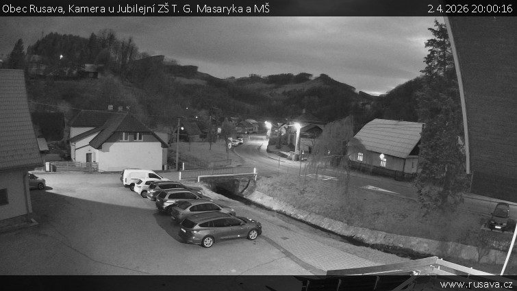 Obec Rusava - Kamera u Jubilejní ZŠ T. G. Masaryka a MŠ - 2.4.2026 v 20:00