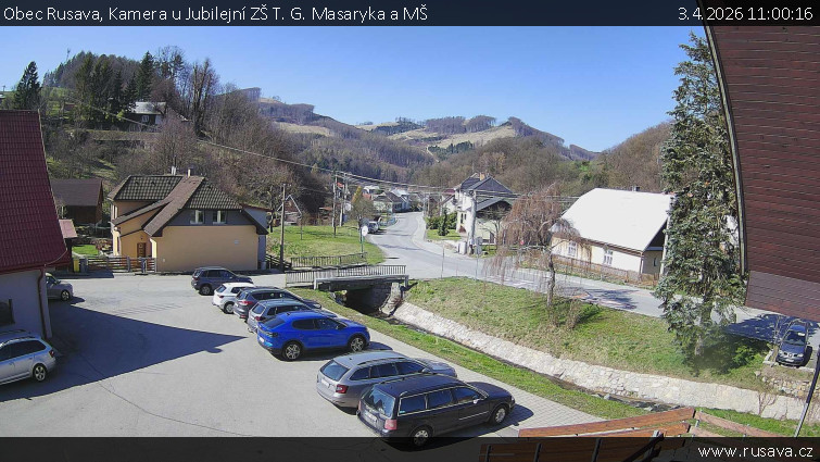 Obec Rusava - Kamera u Jubilejní ZŠ T. G. Masaryka a MŠ - 3.4.2026 v 11:00