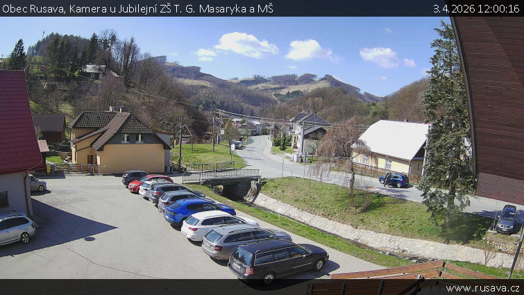 Obec Rusava - Kamera u Jubilejní ZŠ T. G. Masaryka a MŠ - 3.4.2026 v 12:00