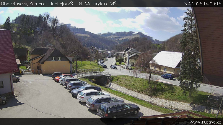 Obec Rusava - Kamera u Jubilejní ZŠ T. G. Masaryka a MŠ - 3.4.2026 v 14:00
