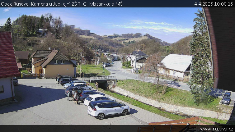 Obec Rusava - Kamera u Jubilejní ZŠ T. G. Masaryka a MŠ - 4.4.2026 v 10:00