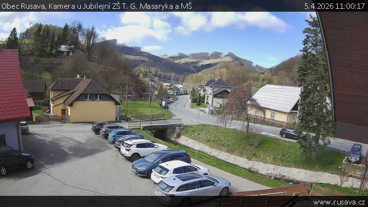 Obec Rusava - Kamera u Jubilejní ZŠ T. G. Masaryka a MŠ - 5.4.2026 v 11:00