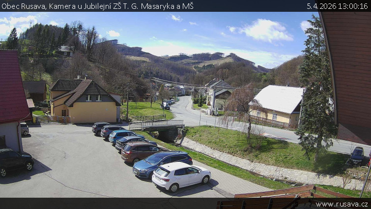 Obec Rusava - Kamera u Jubilejní ZŠ T. G. Masaryka a MŠ - 5.4.2026 v 13:00
