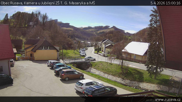 Obec Rusava - Kamera u Jubilejní ZŠ T. G. Masaryka a MŠ - 5.4.2026 v 15:00