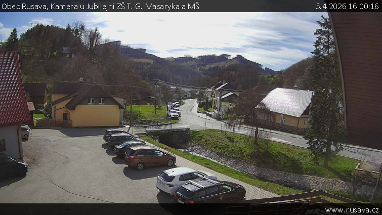 Obec Rusava - Kamera u Jubilejní ZŠ T. G. Masaryka a MŠ - 5.4.2026 v 16:00