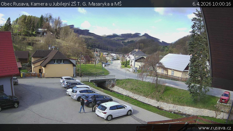 Obec Rusava - Kamera u Jubilejní ZŠ T. G. Masaryka a MŠ - 6.4.2026 v 10:00