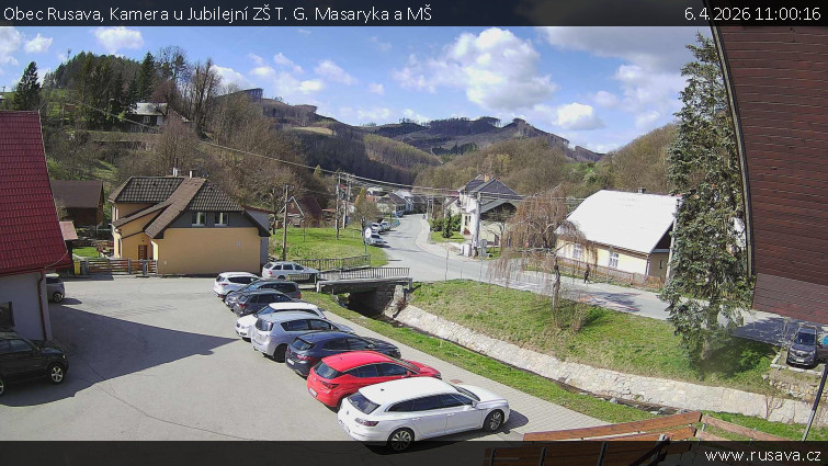 Obec Rusava - Kamera u Jubilejní ZŠ T. G. Masaryka a MŠ - 6.4.2026 v 11:00