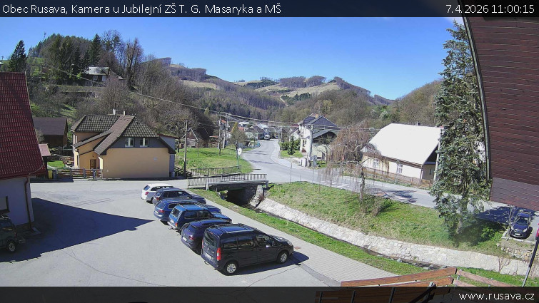 Obec Rusava - Kamera u Jubilejní ZŠ T. G. Masaryka a MŠ - 7.4.2026 v 11:00