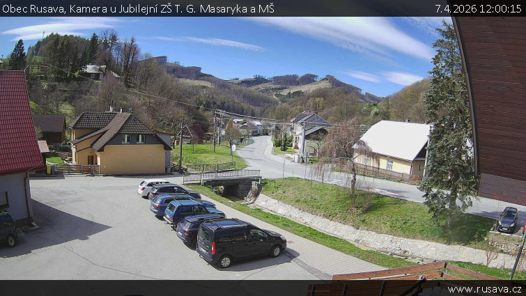 Obec Rusava - Kamera u Jubilejní ZŠ T. G. Masaryka a MŠ - 7.4.2026 v 12:00