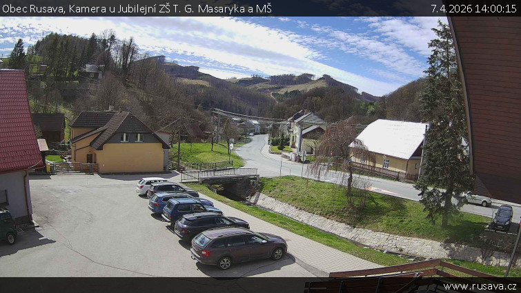 Obec Rusava - Kamera u Jubilejní ZŠ T. G. Masaryka a MŠ - 7.4.2026 v 14:00